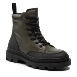Bottes Les Deux Tanner Mid-Top Leather Sneaker LDM820022 Olive Night/Black